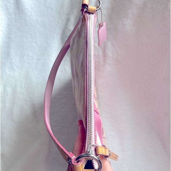Coach F13674 signature monogram canvas shoulder crossbody bag, pink & tan 🩷🤎 - Picture 6 of 13